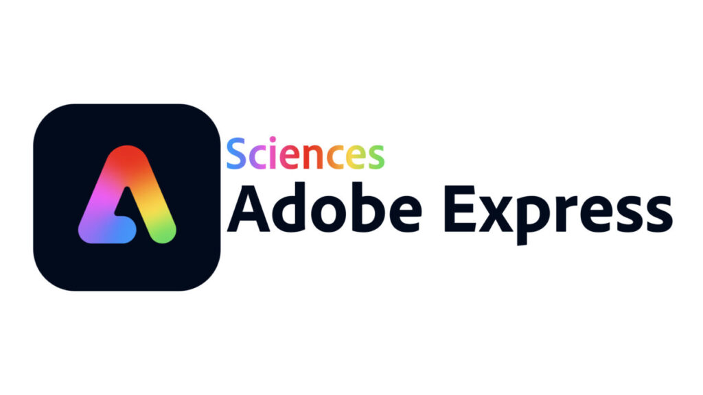Adobe Express sciences text on white background