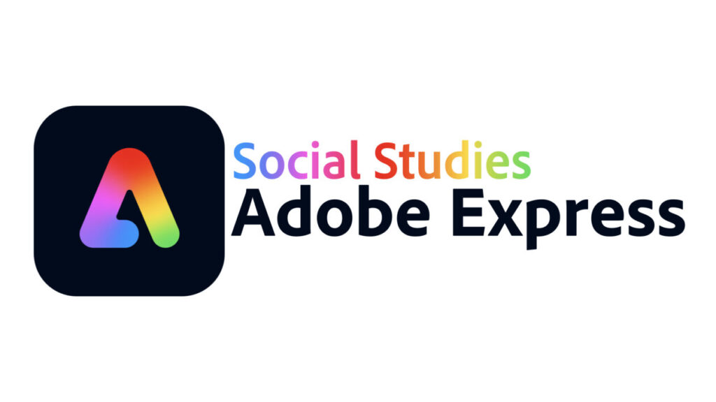 Adobe Express Social Studies text on white background
