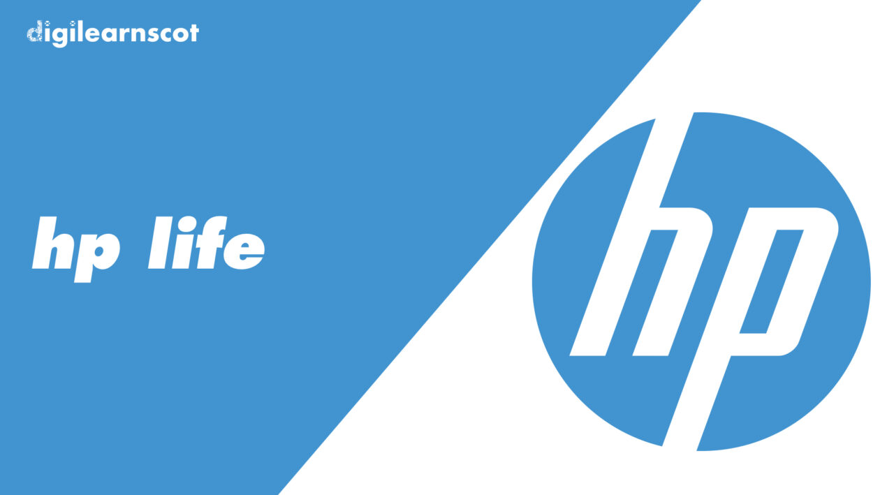 Hp life logo on blue