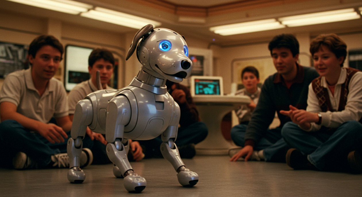 a robotic dog created in 1999 greeting humans and learning from its environment