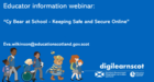 Cartoon image of primary school children on a blue background with text Educator Information Webinar.