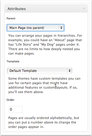 Page Attributes Metabox