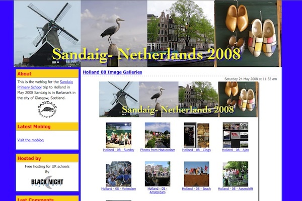 Screenshot of blog fro school trip to Holland