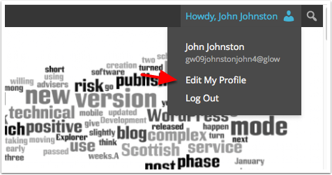 Screenshot: Admin bar Edit My Profile