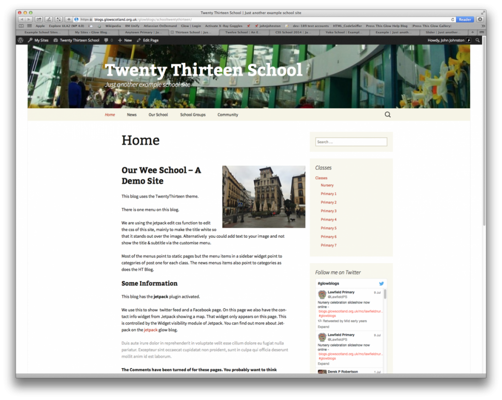 Example School Sites | Glow Blog Help