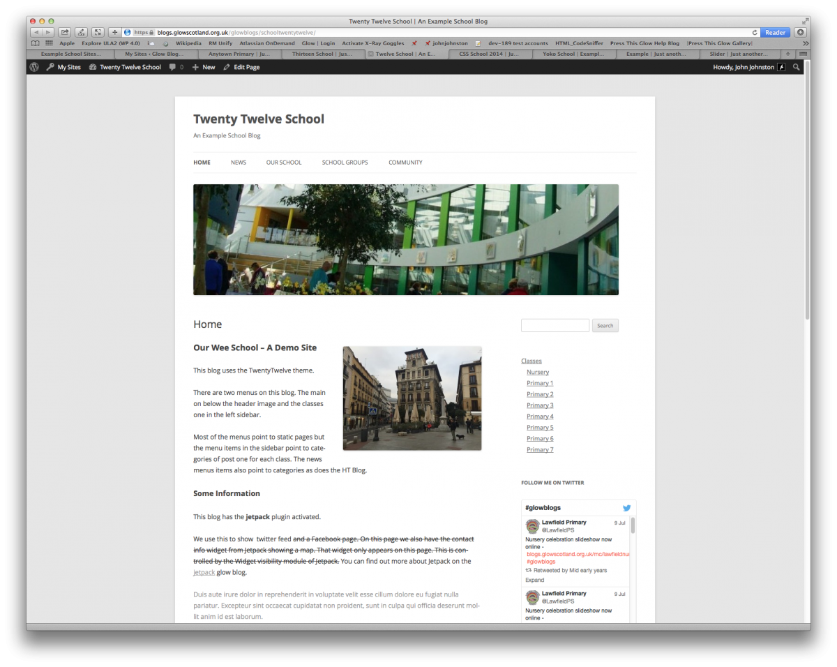 Screenshot of example School Website