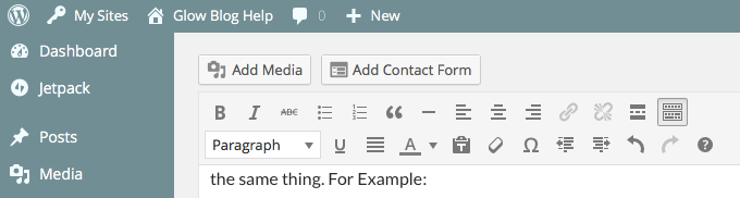 post editor, "Add Contact Form"