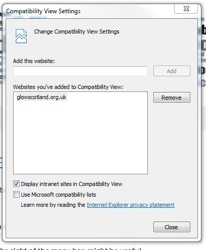 IE compatibility view settings