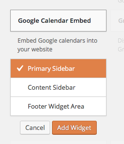 Screenshot widget embed, destination choice