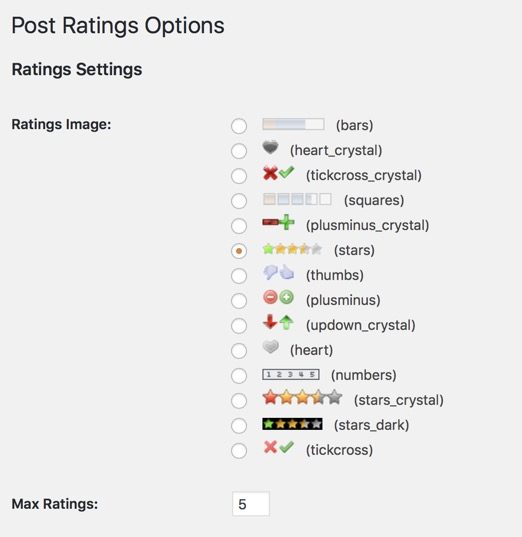 Screenshot of Post Rartings Options