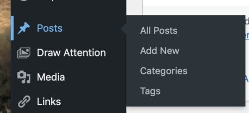 Find Categories and Tags by hovering or clicking on Posts.
