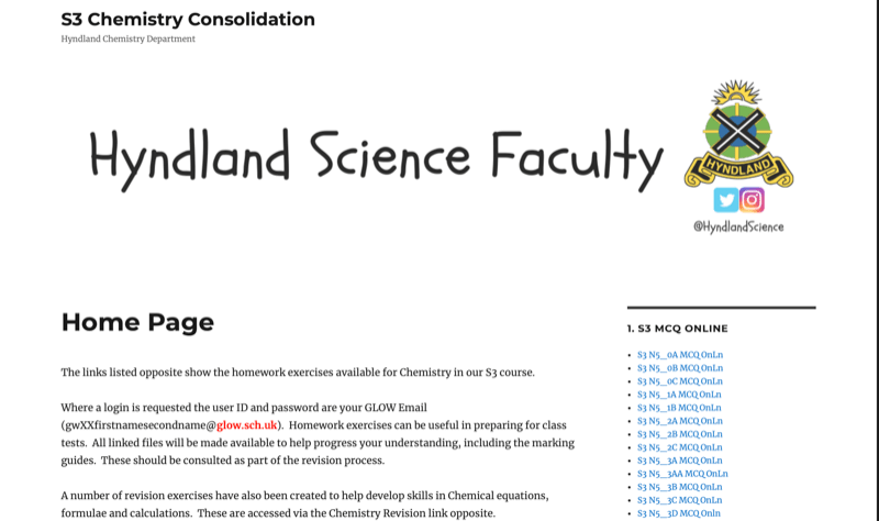 Screenshot S3 Chemistry Consolidation – Hyndland Chemistry Department