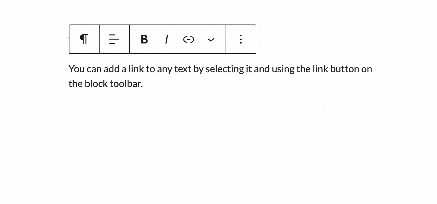 Adding a link to text in the WordPress block editor on Glow Blogs