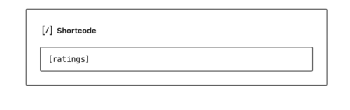 Screenshot of the ratings shortcode inside a shortcode block.