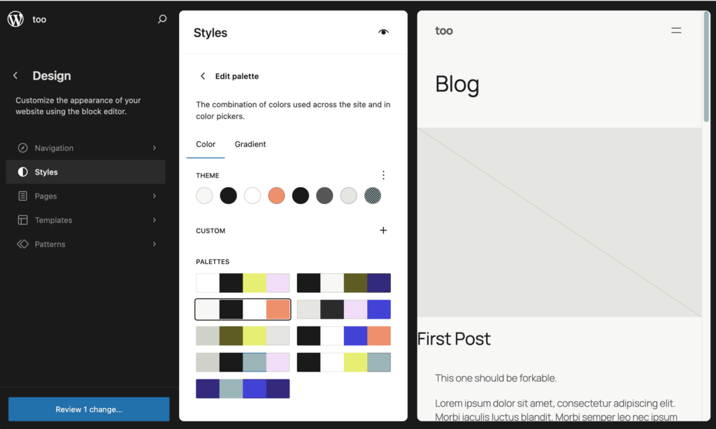 screenshot of Full sit editor - styles