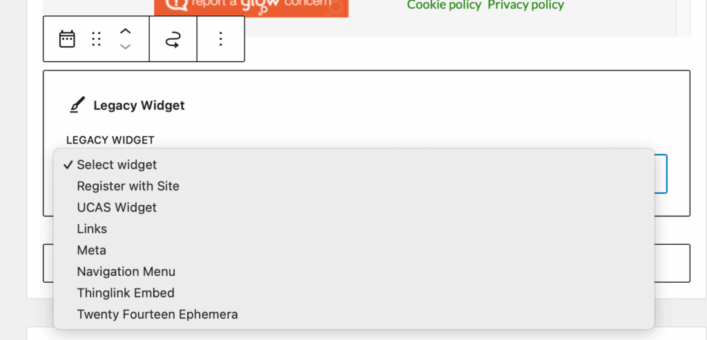 Legact Block with popup open