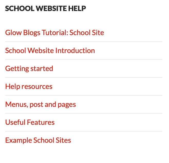 Screenshot of Menu is sidebar
