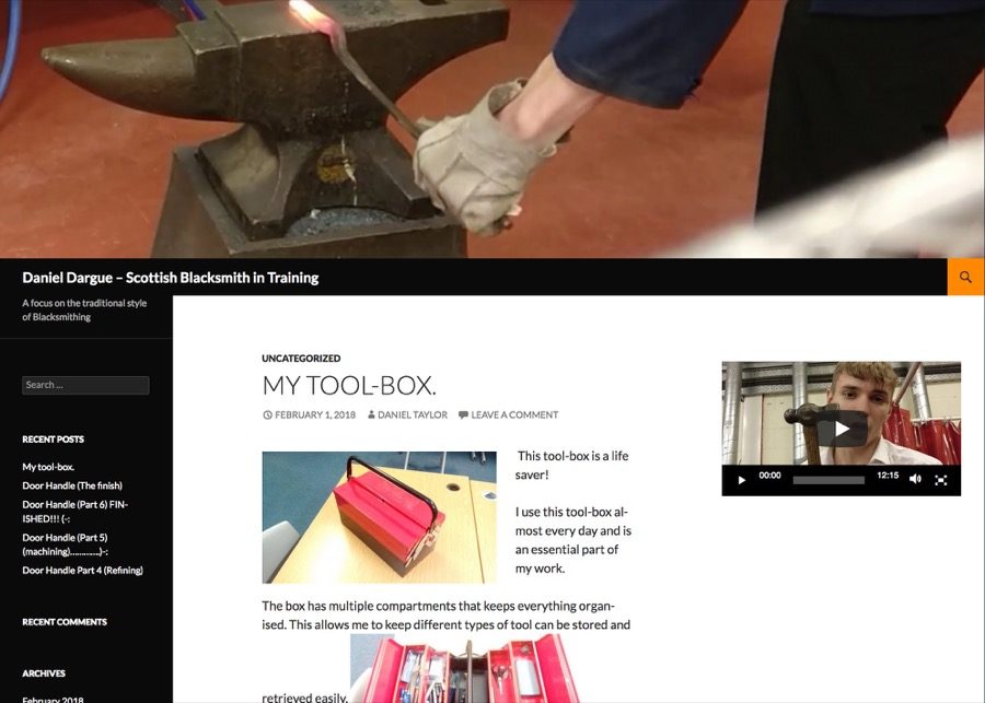 My tool-box  Daniel Dargue – Scottish Blacksmith in Training