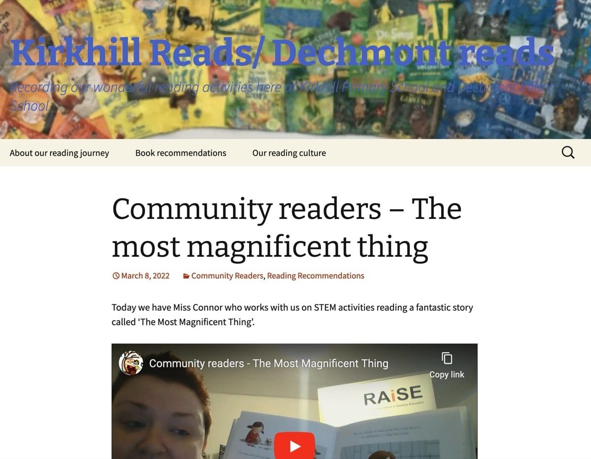 Screenshot of post from Community Readers site.