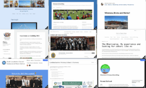 A montage of screenshot of the webpages discussed in the article. Bowmore Primary School – Bun-sgoil Bogh Mòr Friday Outdoor Learning | Braemar School Blog Blog – Balmuildy Digital Leaders Seachdain na Gàidhlig 2026 – Blog na Gàidhlige 145. Blue Bulletin – Tuesday 28-04-26 The Whoniverse. My experience and looking for others like me – Notre Dame Now Victory for SLC Percussion! 🏆 – South Lanarkshire Council Instrumental Music Service Supporting Second Level Numeracy & Maths at Home – Cambusbarron Primary School & Nursery Forest School – Woodmuir Primary School Blog