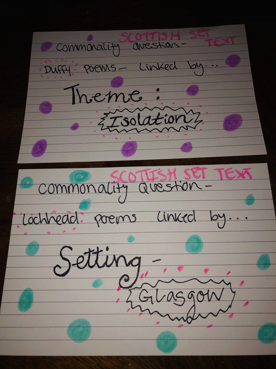 Flash cards for revision Hillhead High School English Department