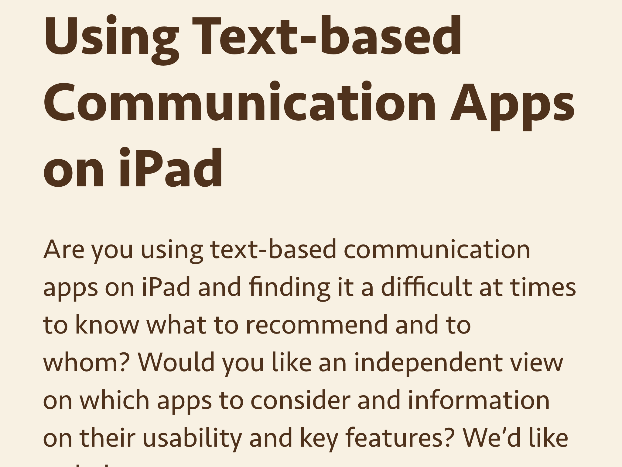 screenshot from CALL Scotland page on text based communication with ipad