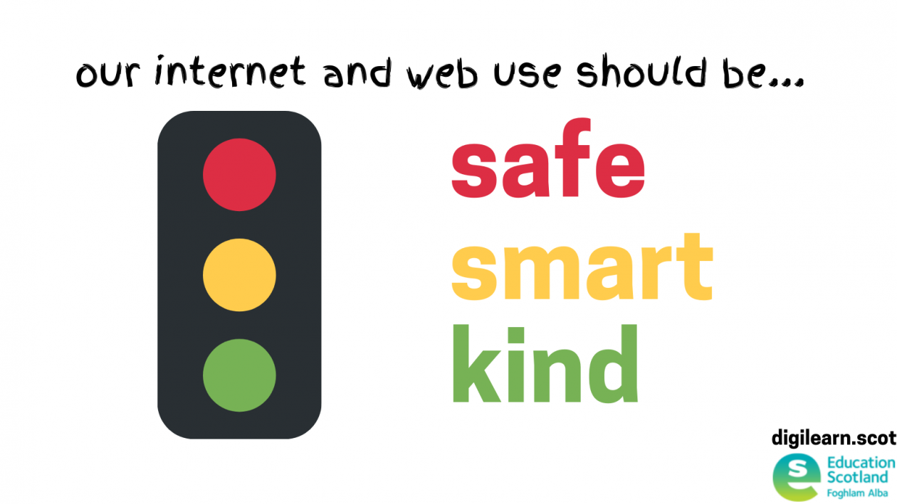traffic light graphic for safe smart kind internet use