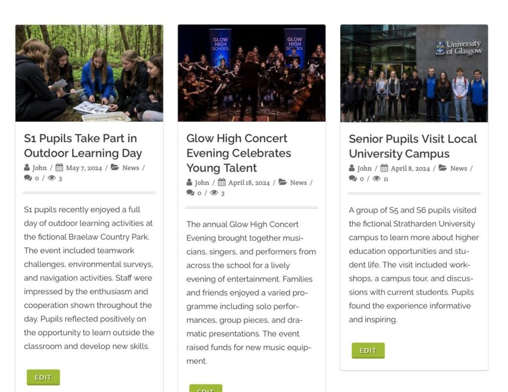 Screenshot of Agama post listing Grid