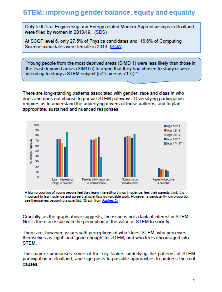 Improving Gender Balance and Equalities Resources – STEM Nation