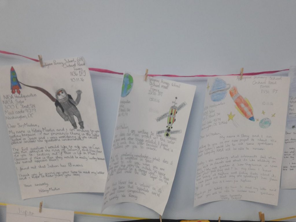 6W enjoyed writing letters to NASA, Washington DC, USA.