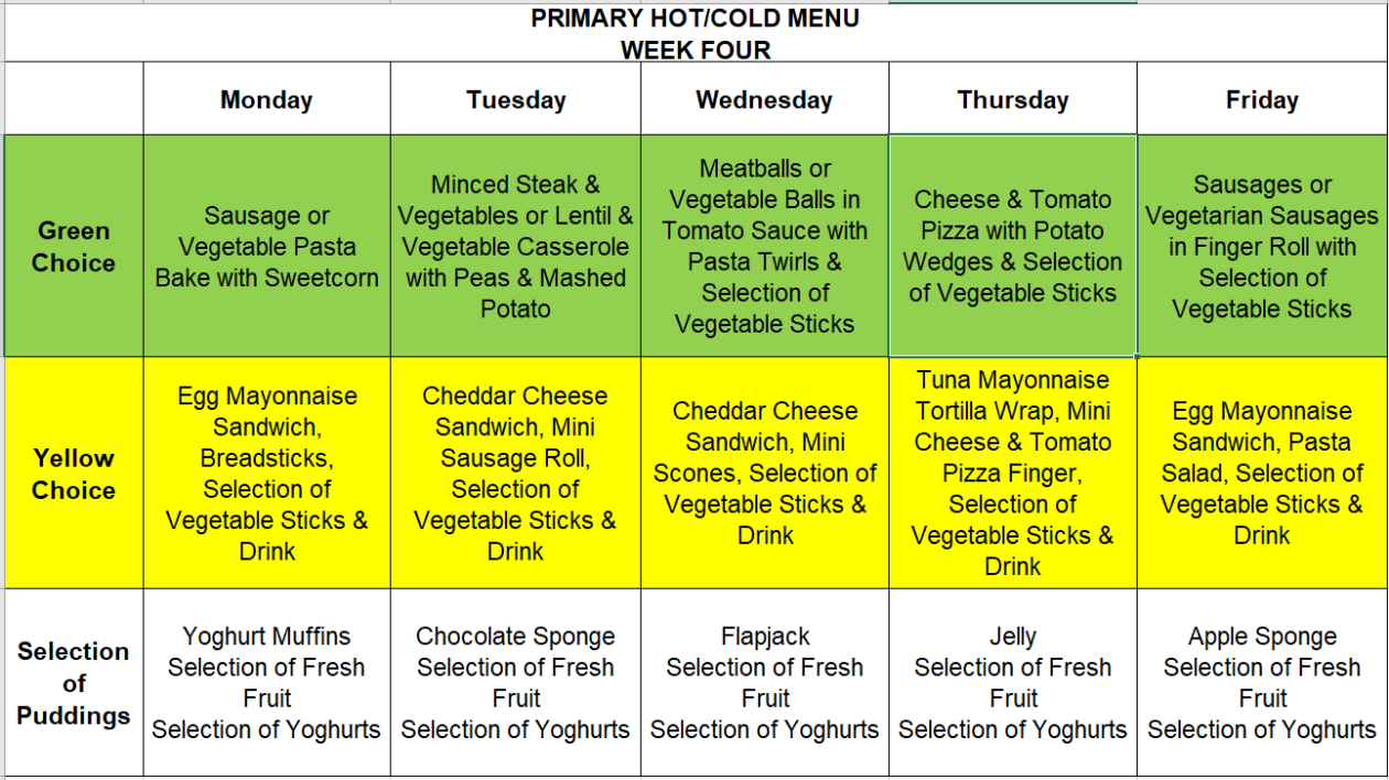 Week 4 – NEW Hot & Cold School Dinners – 2020/21 | Bishopmill Primary ...