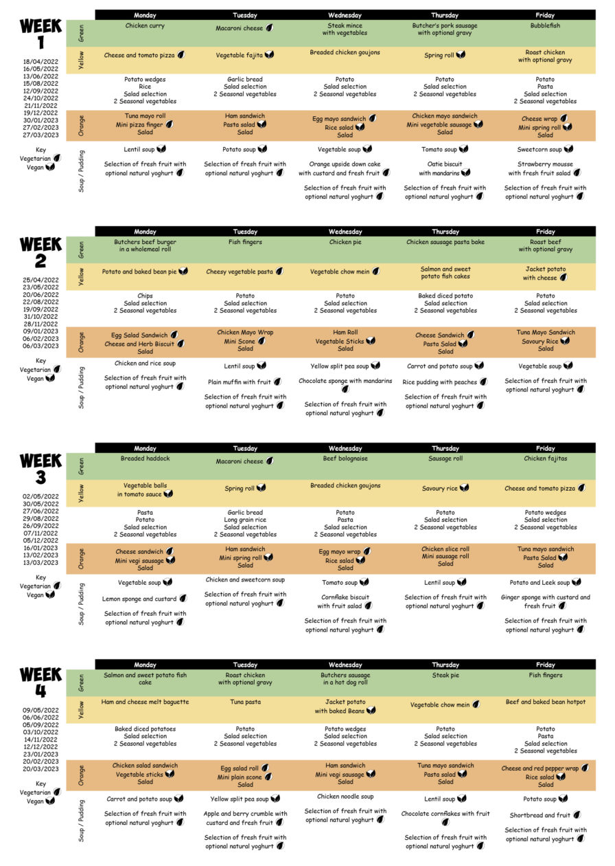 School Meals Pilmuir Primary School