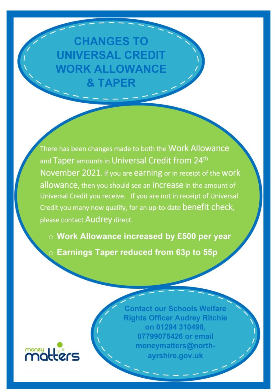 Changes to Universal Credit Work Allowance and Taper St Matthew's