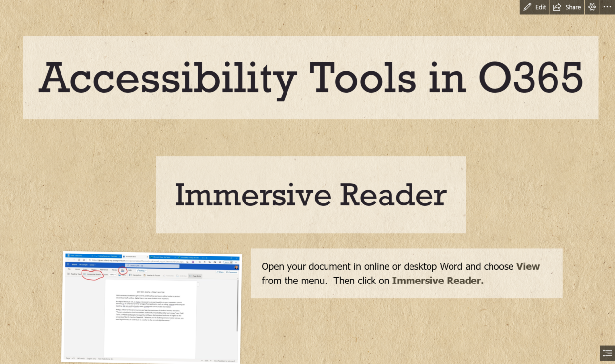 Accessibility in Office365 North Ayrshire Digital Learning & Teaching