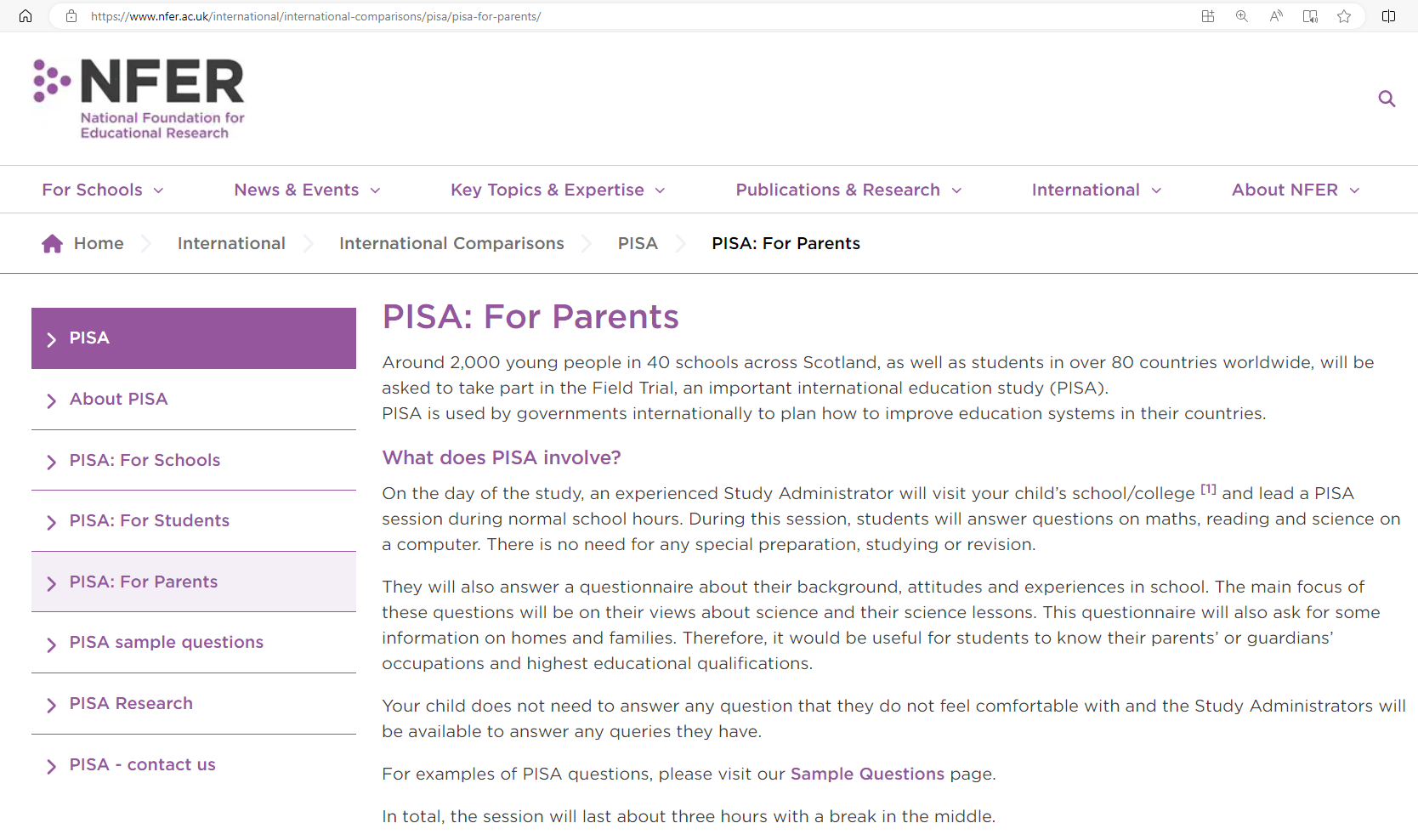 PISA Info for Parents