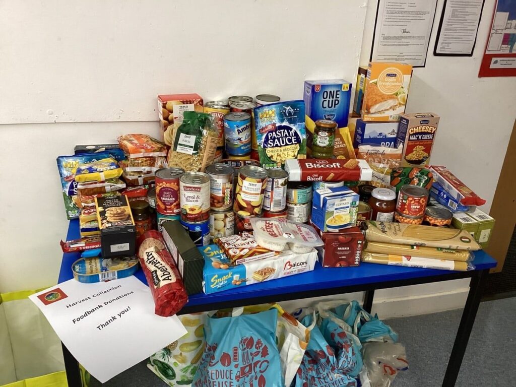 Table covered with Food Donation