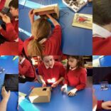 A montage of 6 photos, mostly close ups of children working on 'steady had' games.