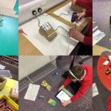 Montage of primary pupils working in 'MakerSpace'