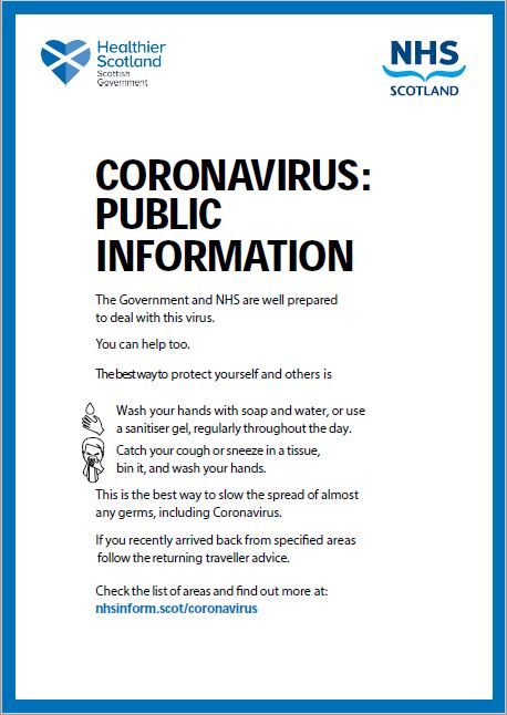 NLC Coronavirus poster | Calderhead High School