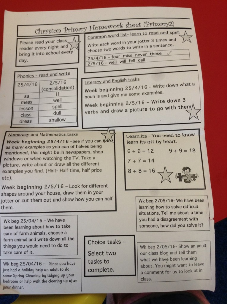 primary 2 homework