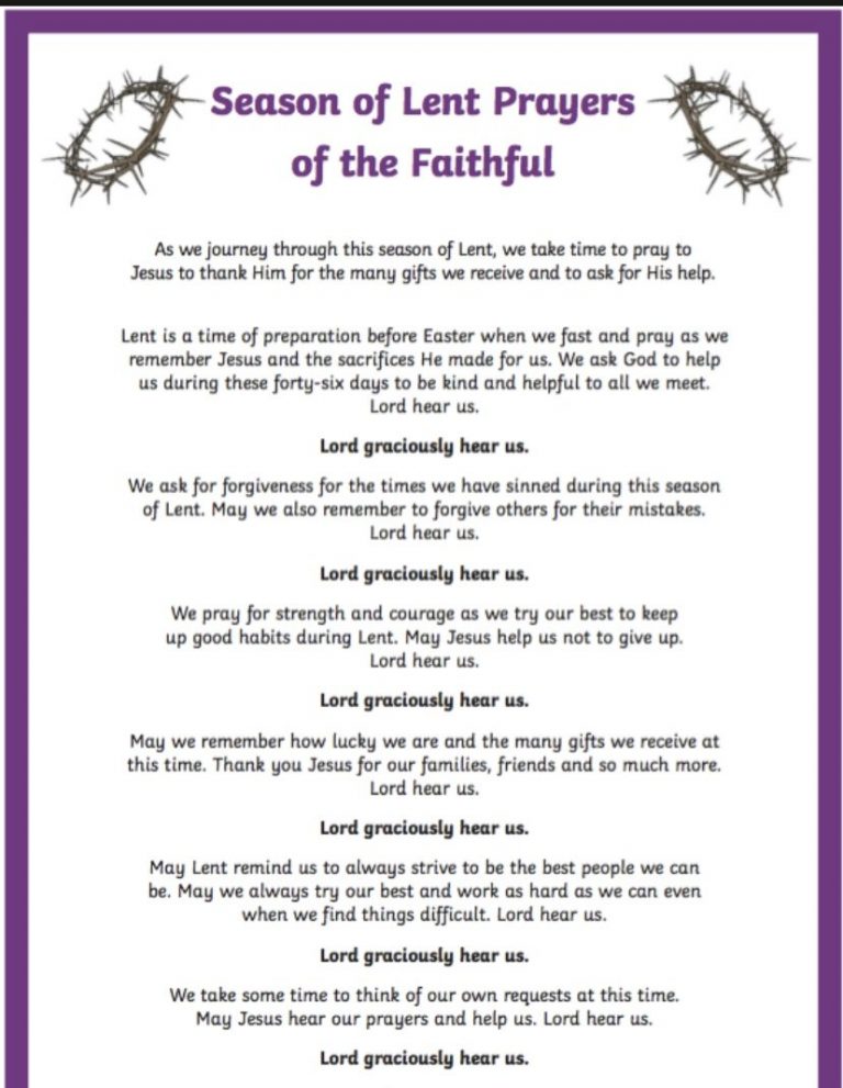 Thursday RME- Lenten Prayers