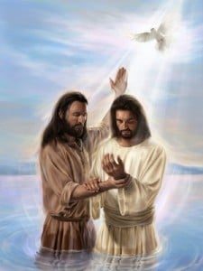 Jesus is baptised by John the Baptist