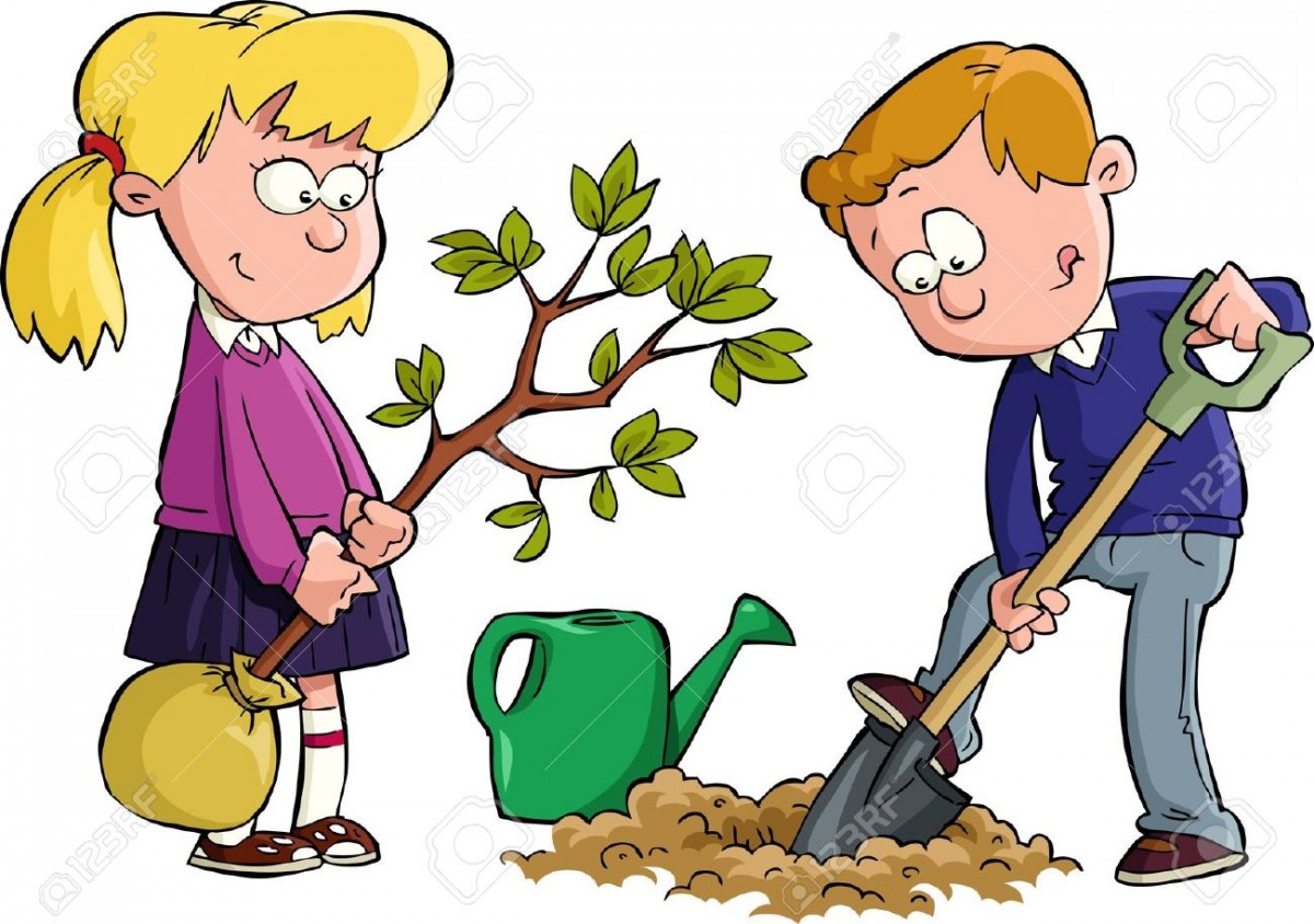 13081807-The-children-planted-a-tree-vector-illustration-Stock-Vector- cartoon-dig-plant | Whitelees Primary School