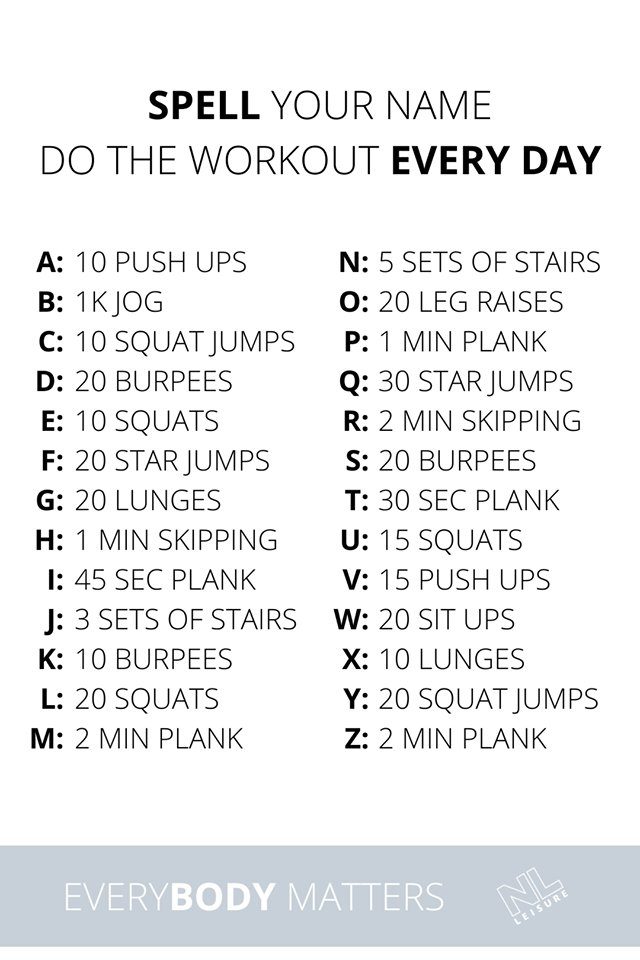 Spell Your Name Fitness Challenge