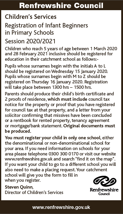 Primary 1 Registration 2020/2021 | St Fillan's Primary School