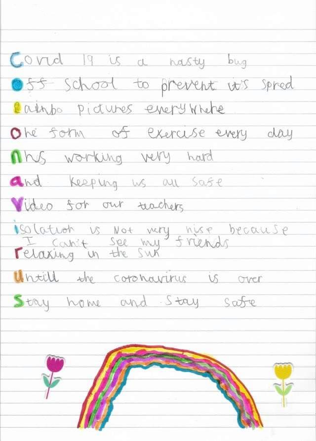 Coronavirus Acrostic Poems Colmonell Primary School Early Years Centre