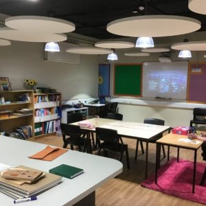 Enhanced Provision classroom showing desk layout and Apple TV