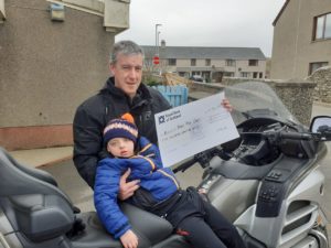 A huge thank you to Steve Henry of Shetland Motorcycle Training for the very generous donation of £500 to the Bell's Brae ASN department.  It's also very exciting to have a sit on a motor bike! 