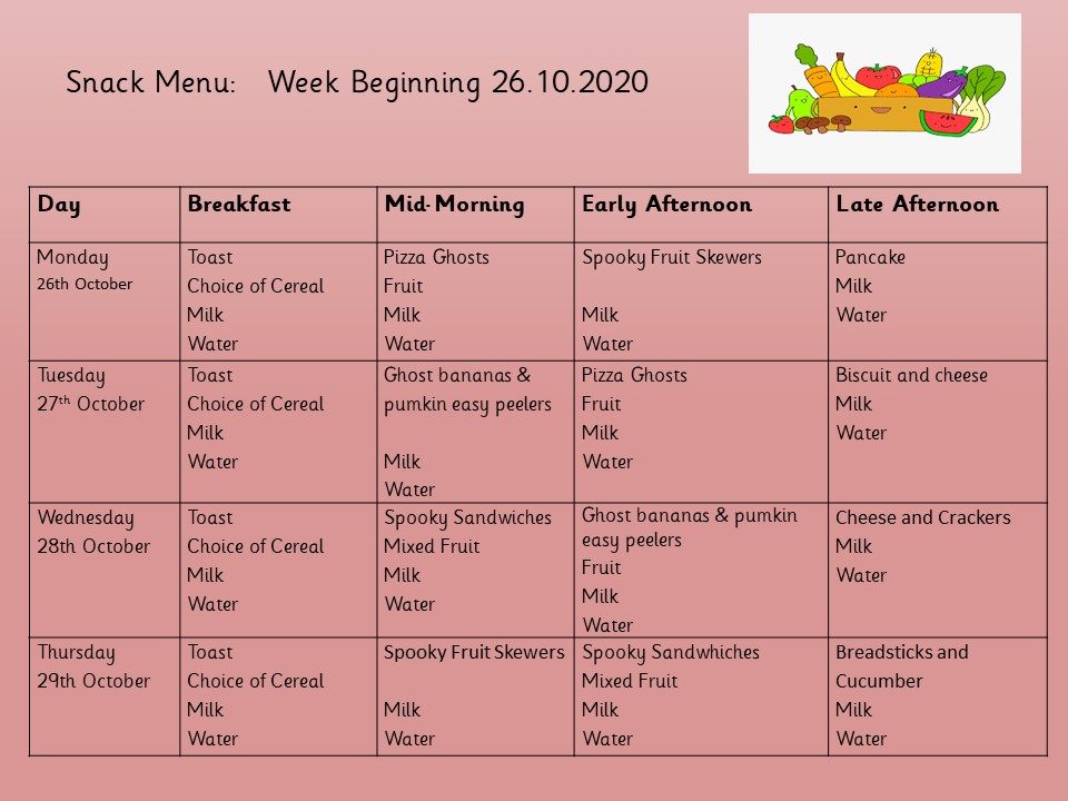 Menu Knightsridge Early Years Centre