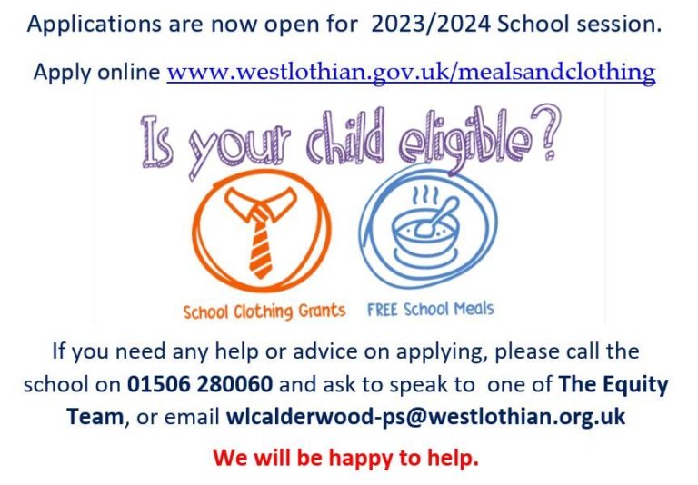 Free School Meals & Clothing Grant Calderwood Primary and Nursery